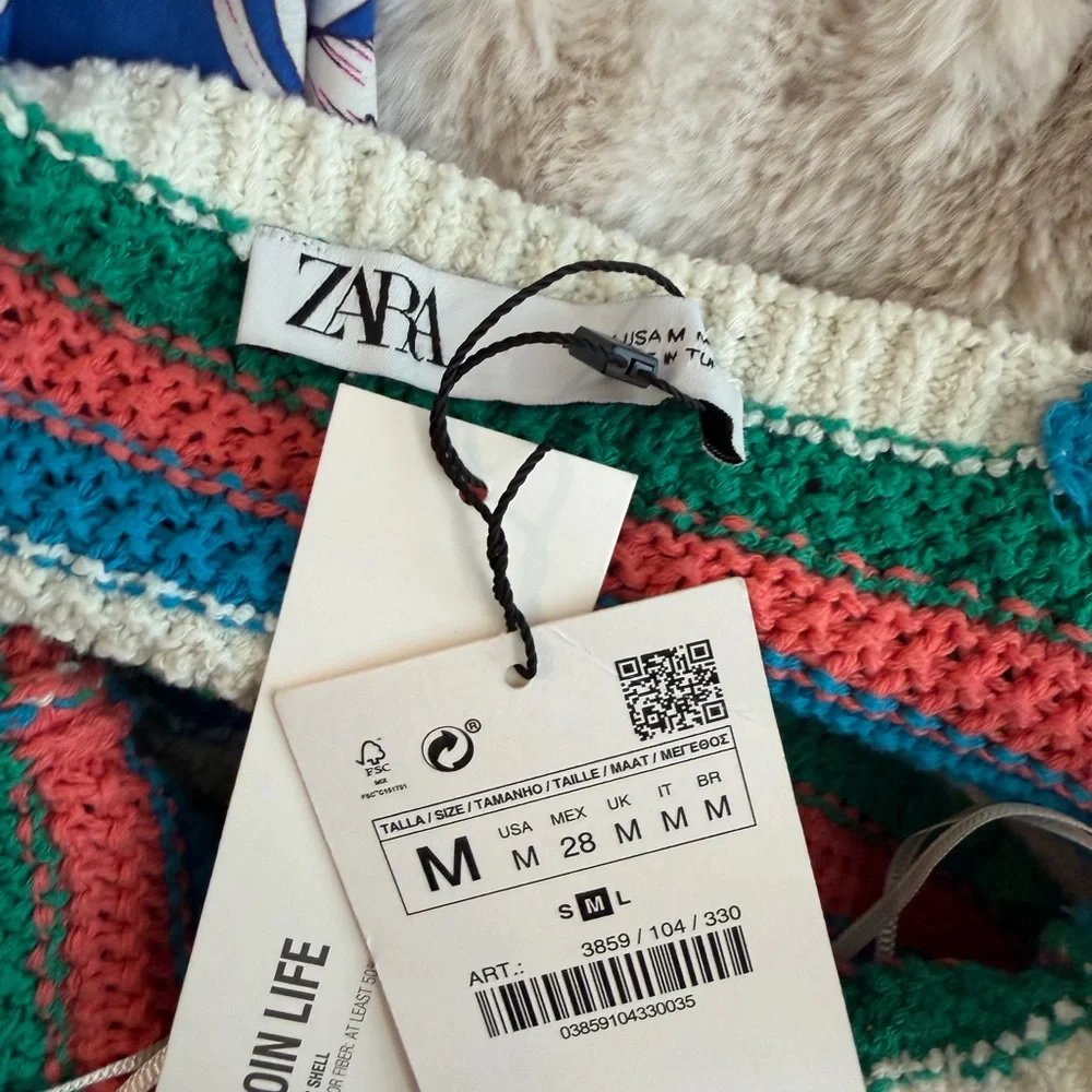 Zara Colorful Striped Knit Dress Medium - Picture 5 of 6